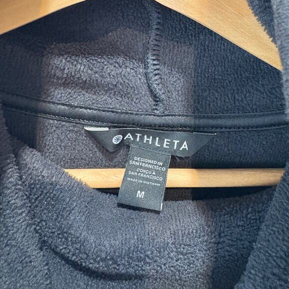 ATHLETA  Size M Cozy Karma Funnel Neck Sweatshirt 466846 Pullover Pockets Black - Picture 3 of 8